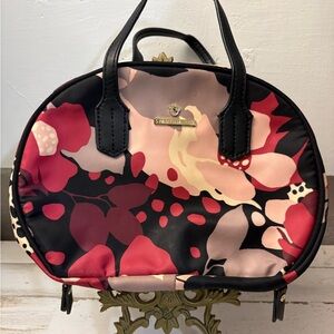 Spartina 449 Pink Black Red Floral Dome Cosmetic Bag